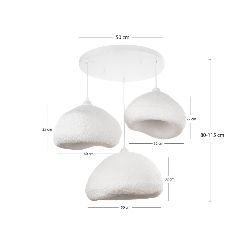 Brilagi - Lampadario sospeso su cavo WABI SABI 3xE27/40W/230V Ø 82 cm bianco