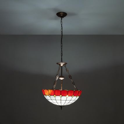 Brilagi - Lampadario stile Tiffany in vetro colorato con catena SIENNA 3xE27/60W/230V Ø 50 cm