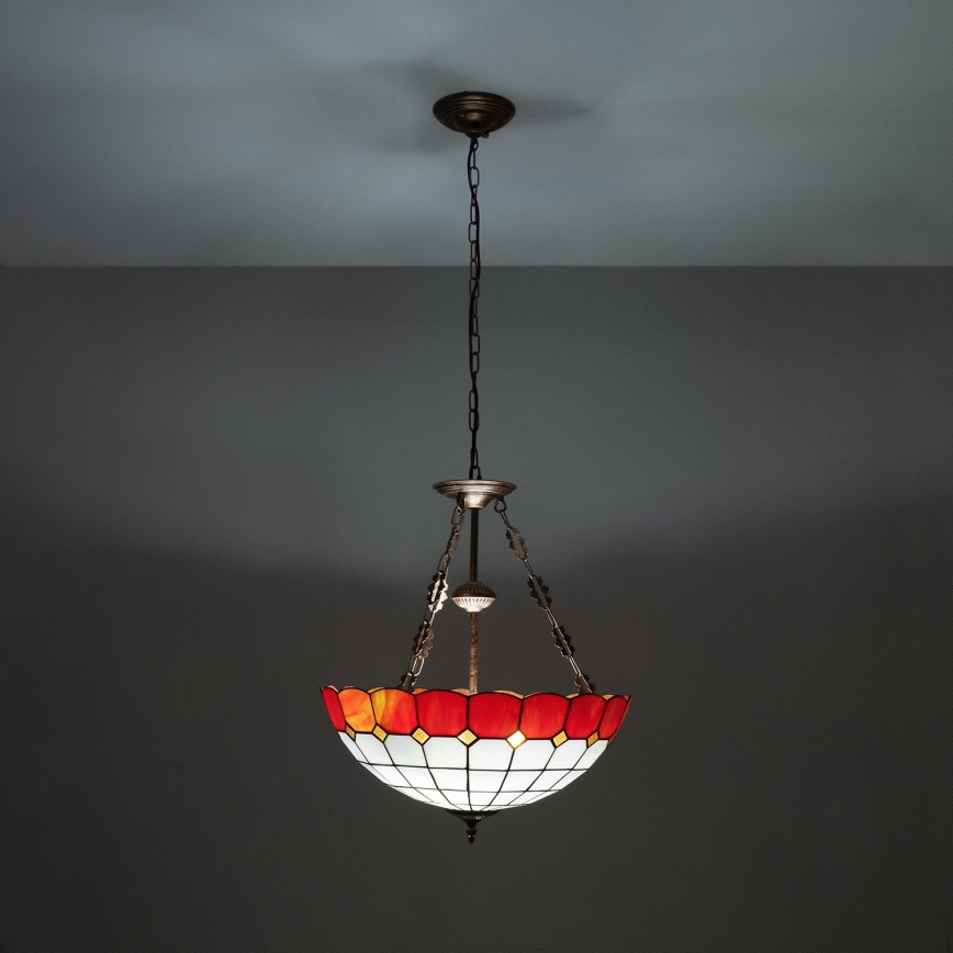 Brilagi - Lampadario stile Tiffany in vetro colorato con catena SIENNA 3xE27/60W/230V Ø 50 cm