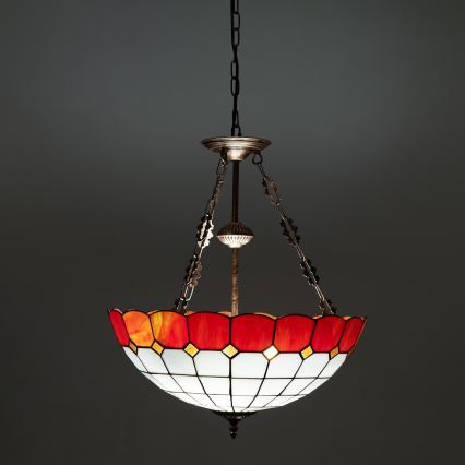 Brilagi - Lampadario stile Tiffany in vetro colorato con catena SIENNA 3xE27/60W/230V Ø 50 cm