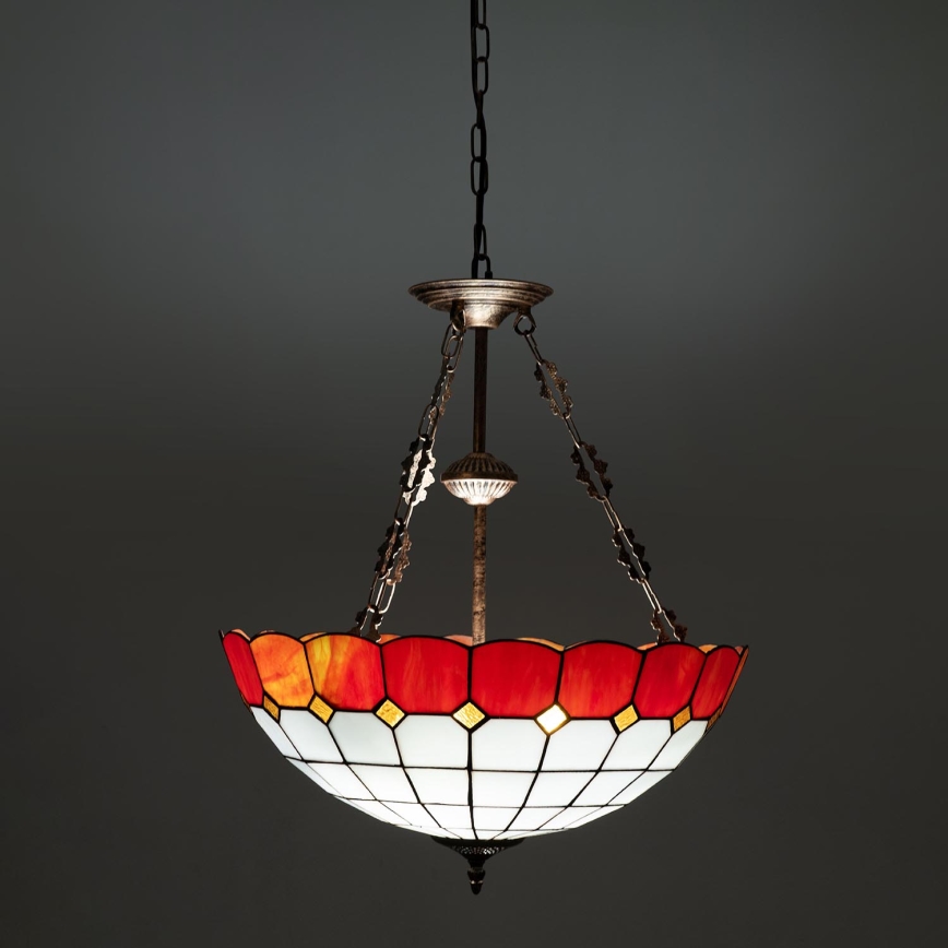 Brilagi - Lampadario stile Tiffany in vetro colorato con catena SIENNA 3xE27/60W/230V Ø 50 cm
