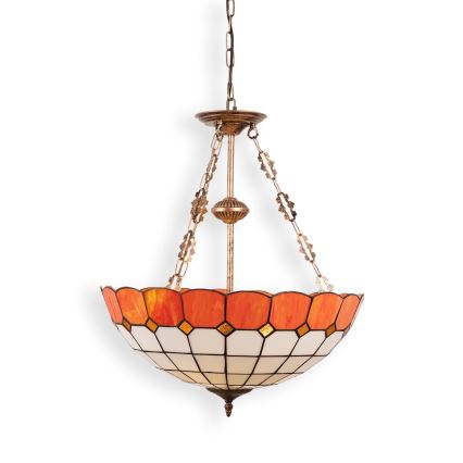 Brilagi - Lampadario stile Tiffany in vetro colorato con catena SIENNA 3xE27/60W/230V Ø 50 cm