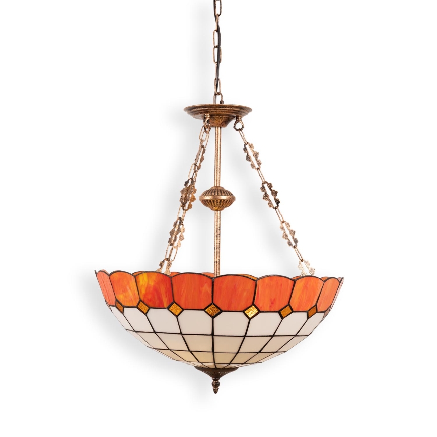 Brilagi - Lampadario stile Tiffany in vetro colorato con catena SIENNA 3xE27/60W/230V Ø 50 cm