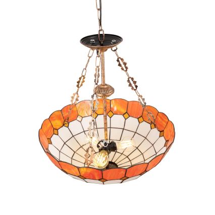 Brilagi - Lampadario stile Tiffany in vetro colorato con catena SIENNA 3xE27/60W/230V Ø 50 cm