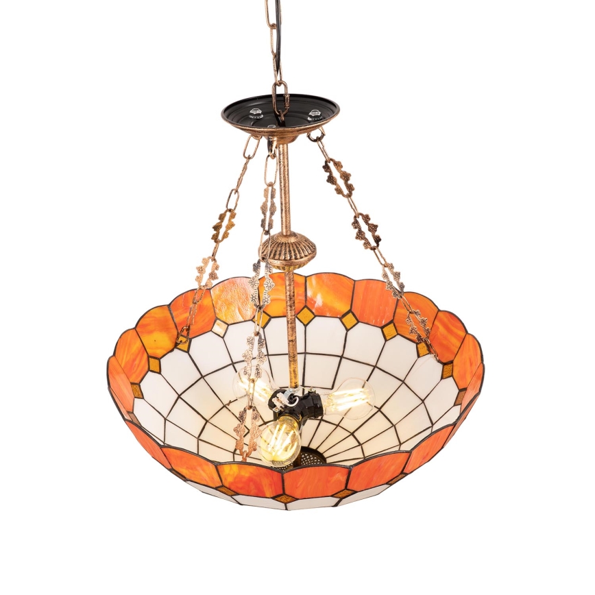 Brilagi - Lampadario stile Tiffany in vetro colorato con catena SIENNA 3xE27/60W/230V Ø 50 cm