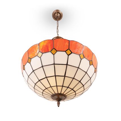 Brilagi - Lampadario stile Tiffany in vetro colorato con catena SIENNA 3xE27/60W/230V Ø 50 cm