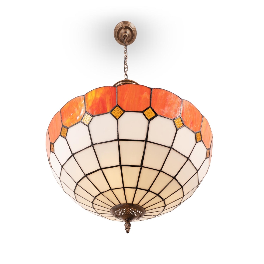 Brilagi - Lampadario stile Tiffany in vetro colorato con catena SIENNA 3xE27/60W/230V Ø 50 cm