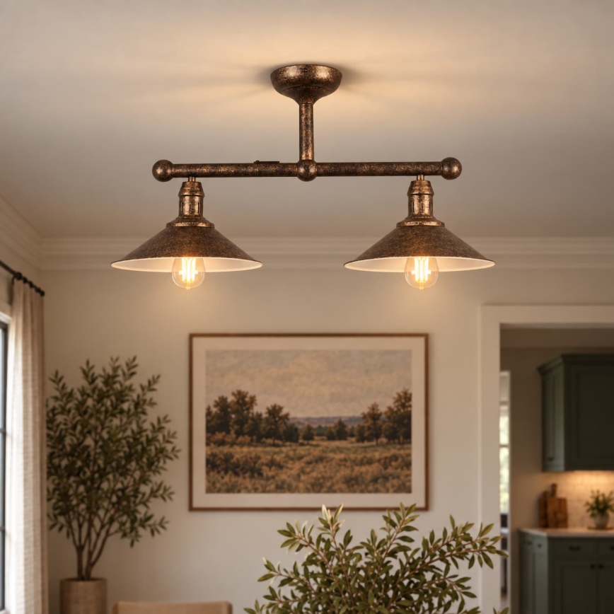 BRILAGI - Lampadario su asta FORGE 2xE27/60W/230V rame/patina