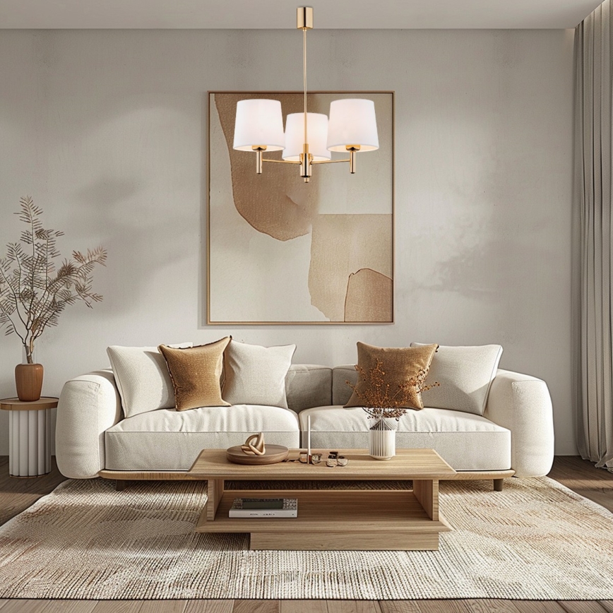 Brilagi - Lampadario su asta MONTE 3xE27/15W/230V crema/oro