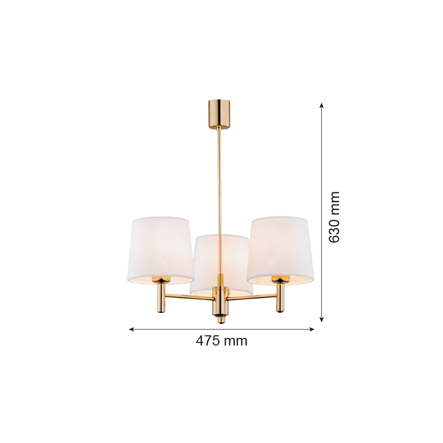 Brilagi - Lampadario su asta MONTE 3xE27/15W/230V crema/oro