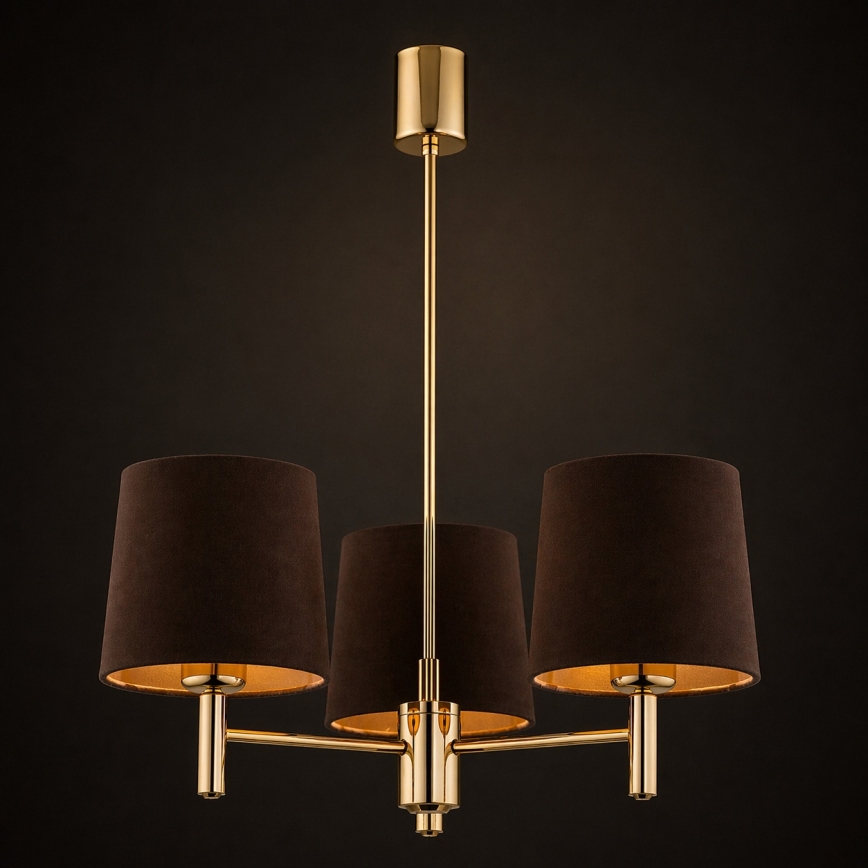 Brilagi - Lampadario su asta MONTE 3xE27/15W/230V marrone/oro