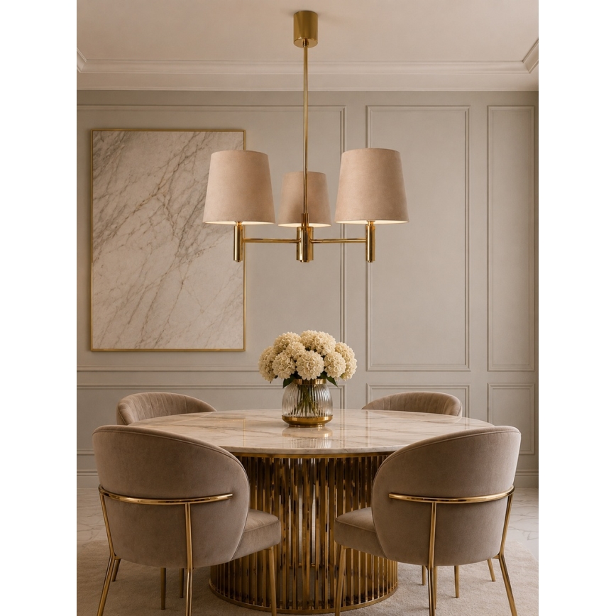 Brilagi - Lampadario su asta MONTE 3xE27/60W/230V beige/oro