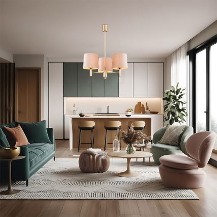 Brilagi - Lampadario su asta MONTE 3xE27/60W/230V beige/oro