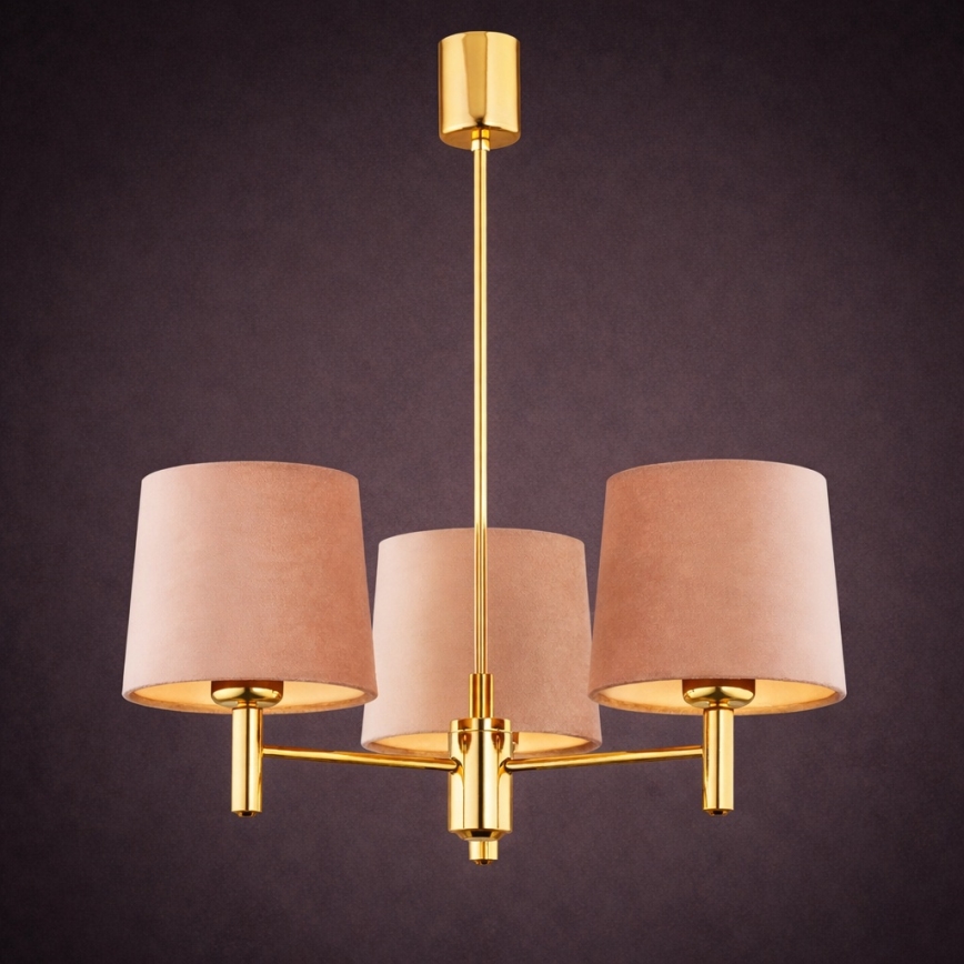 Brilagi - Lampadario su asta MONTE 3xE27/60W/230V beige/oro