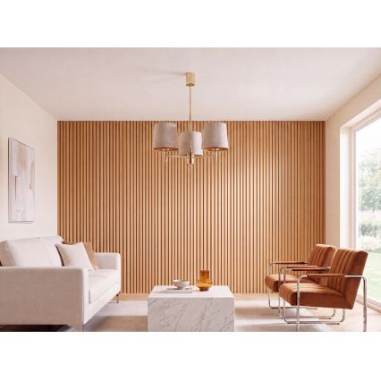 Brilagi - Lampadario su asta MONTE 3xE27/60W/230V beige/oro