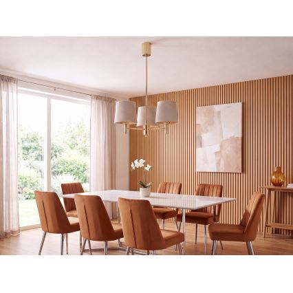 Brilagi - Lampadario su asta MONTE 3xE27/60W/230V beige/oro