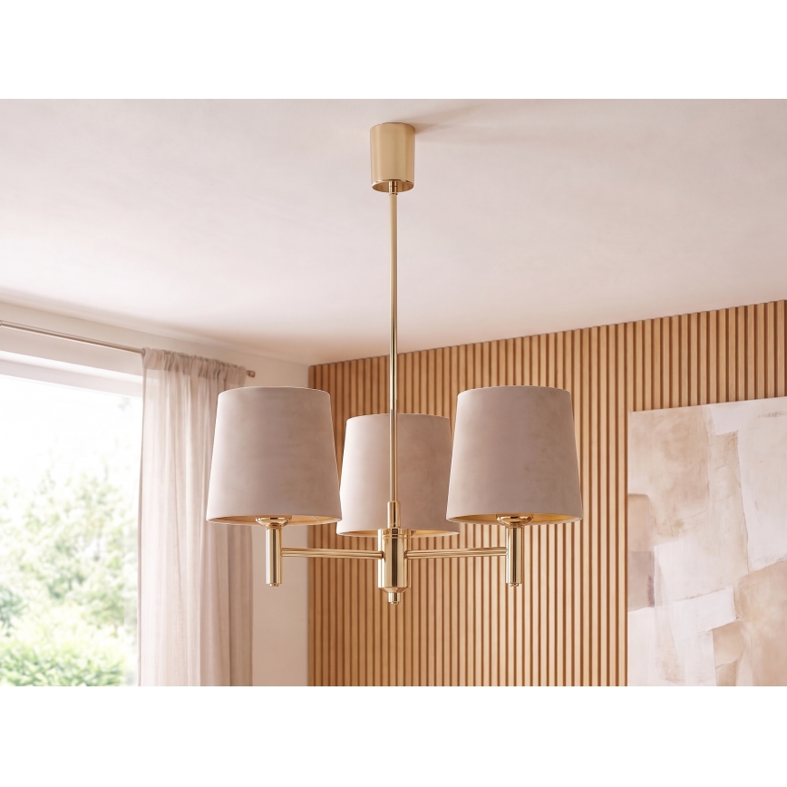 Brilagi - Lampadario su asta MONTE 3xE27/60W/230V beige/oro