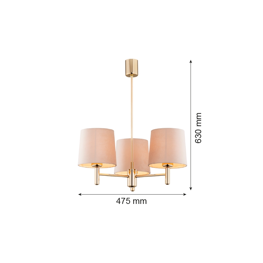 Brilagi - Lampadario su asta MONTE 3xE27/60W/230V beige/oro