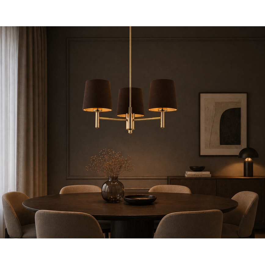 Brilagi - Lampadario su asta MONTE 3xE27/60W/230V marrone/oro