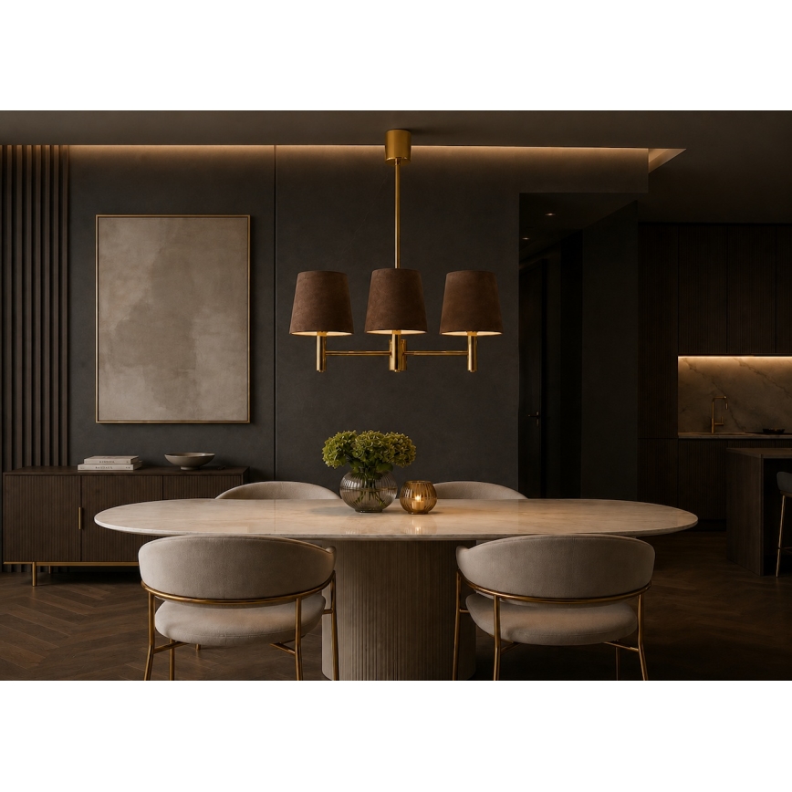 Brilagi - Lampadario su asta MONTE 3xE27/60W/230V marrone/oro