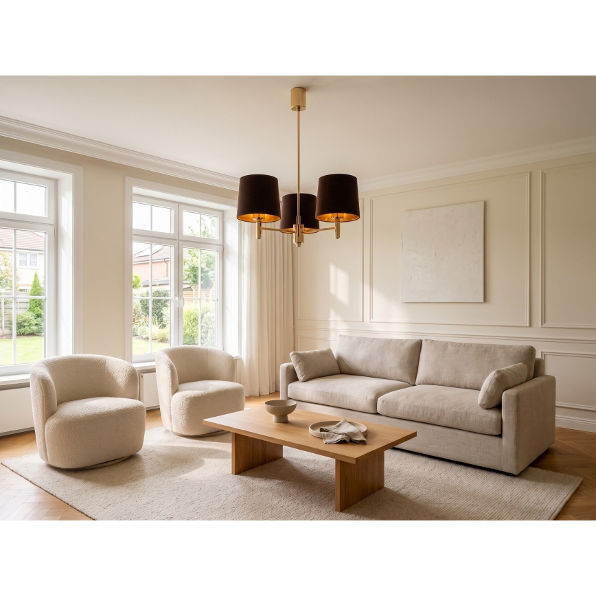Brilagi - Lampadario su asta MONTE 3xE27/60W/230V marrone/oro