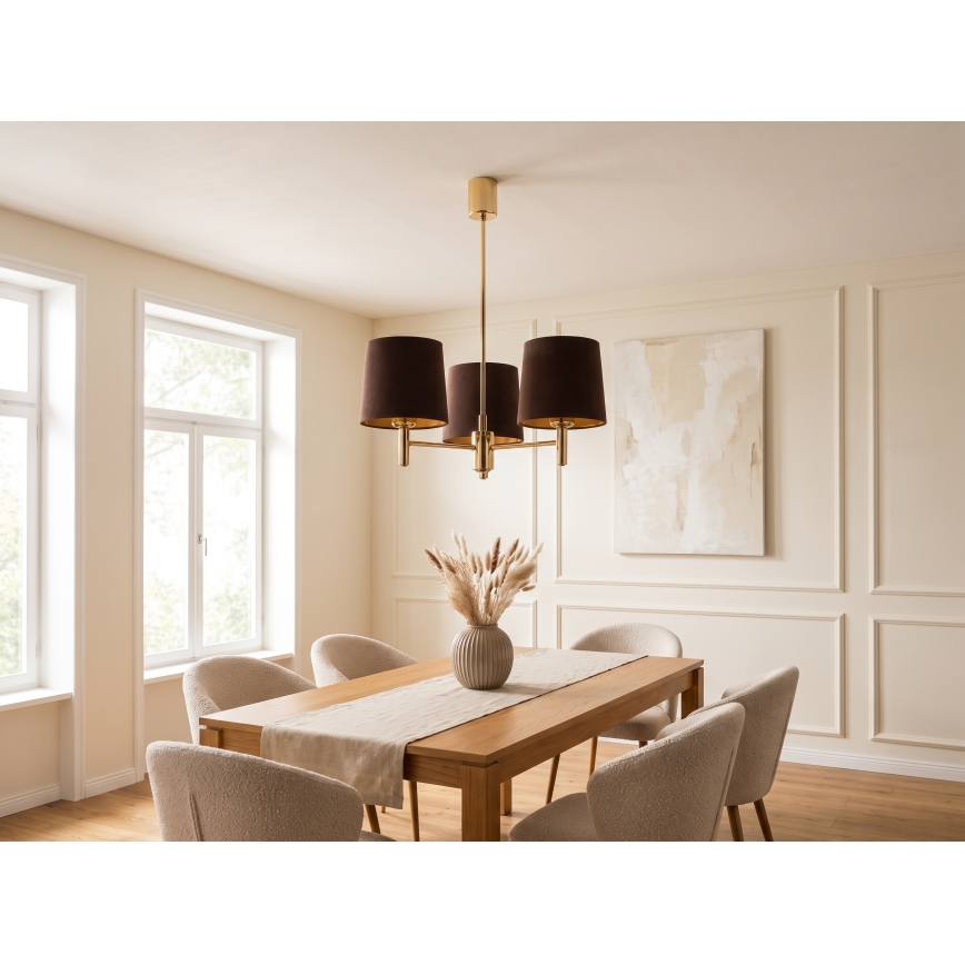 Brilagi - Lampadario su asta MONTE 3xE27/60W/230V marrone/oro