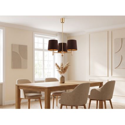 Brilagi - Lampadario su asta MONTE 3xE27/60W/230V marrone/oro