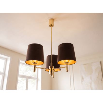Brilagi - Lampadario su asta MONTE 3xE27/60W/230V marrone/oro