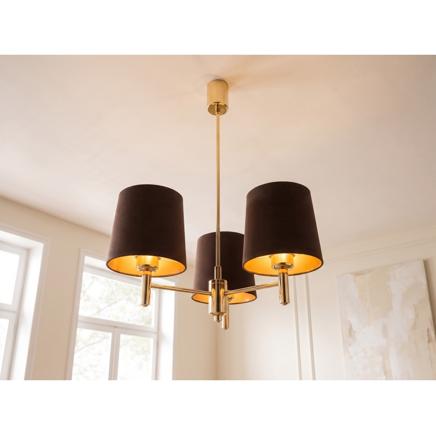 Brilagi - Lampadario su asta MONTE 3xE27/60W/230V marrone/oro