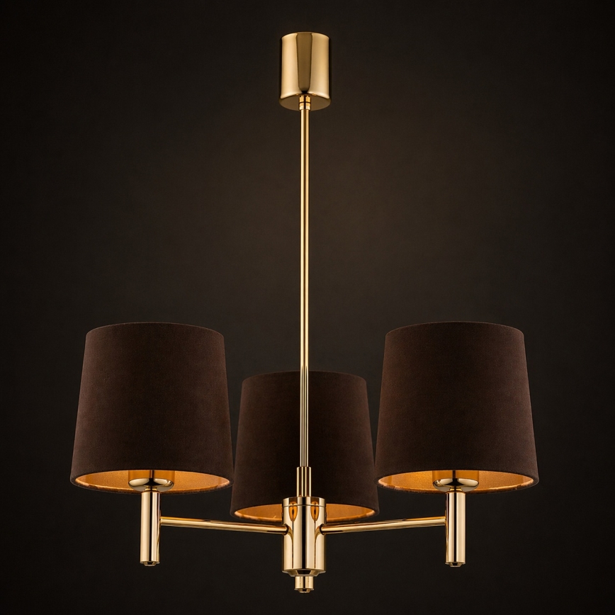 Brilagi - Lampadario su asta MONTE 3xE27/60W/230V marrone/oro
