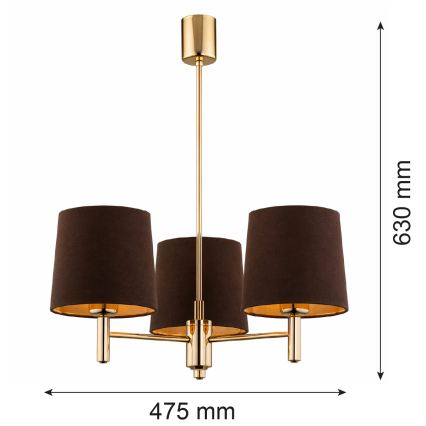 Brilagi - Lampadario su asta MONTE 3xE27/60W/230V marrone/oro