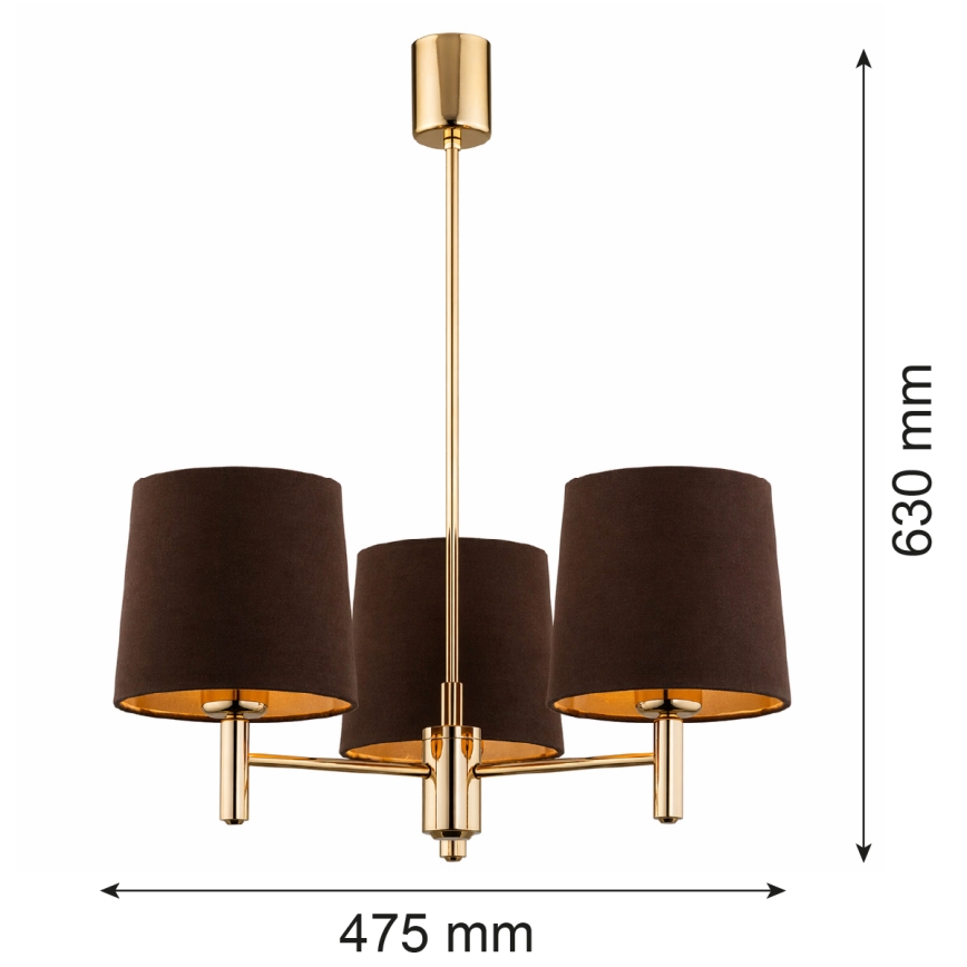 Brilagi - Lampadario su asta MONTE 3xE27/60W/230V marrone/oro