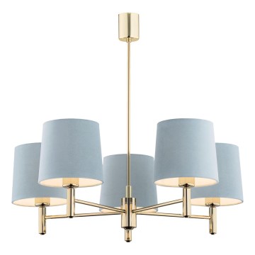 Brilagi - Lampadario su asta MONTE 5xE27/15W/230V blu/oro