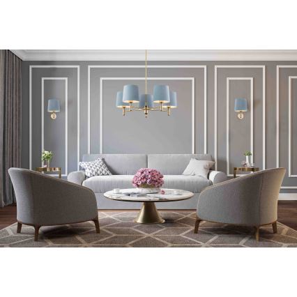 Brilagi - Lampadario su asta MONTE 5xE27/15W/230V blu/oro