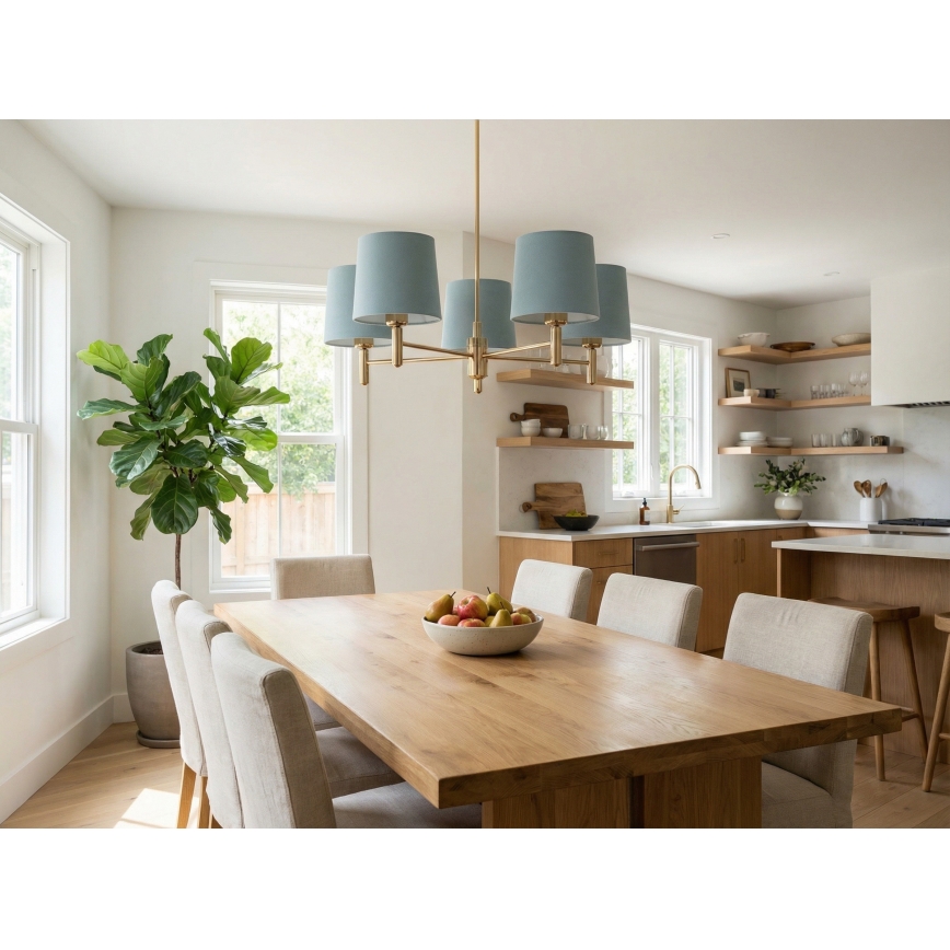 Brilagi - Lampadario su asta MONTE 5xE27/15W/230V blu/oro