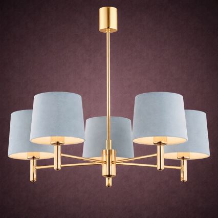 Brilagi - Lampadario su asta MONTE 5xE27/15W/230V blu/oro