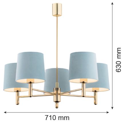 Brilagi - Lampadario su asta MONTE 5xE27/15W/230V blu/oro