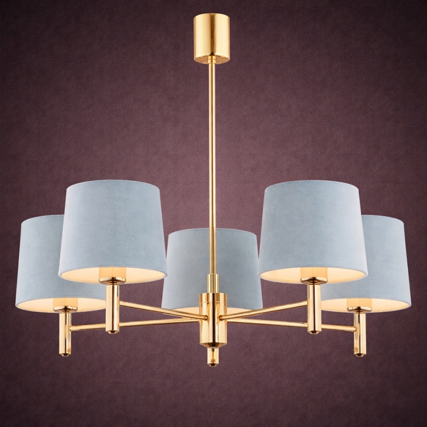 Brilagi - Lampadario su asta MONTE 5xE27/60W/230V blu/oro
