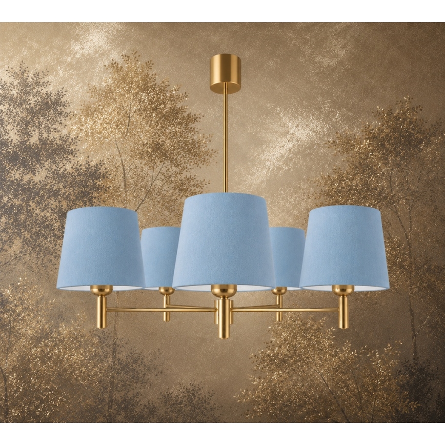 Brilagi - Lampadario su asta MONTE 5xE27/60W/230V blu/oro