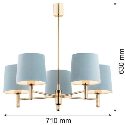 Brilagi - Lampadario su asta MONTE 5xE27/60W/230V blu/oro