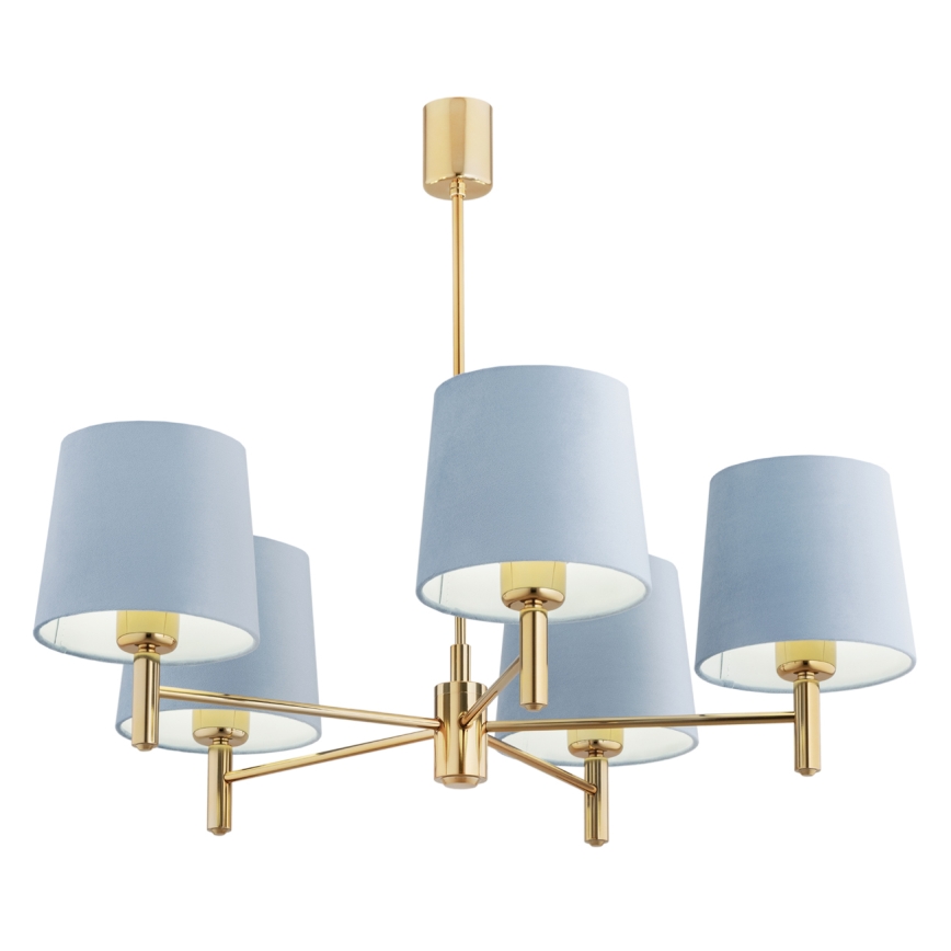 BRILAGI - Lampadario su asta MONTE 5xE27/60W/230V blu/oro