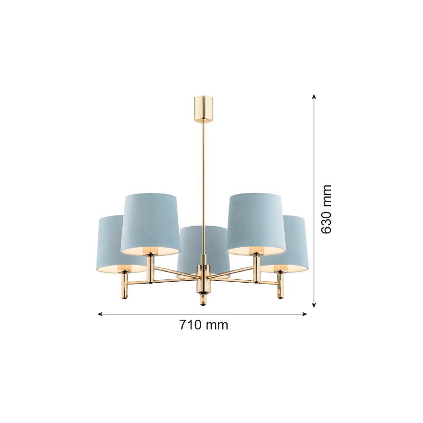 BRILAGI - Lampadario su asta MONTE 5xE27/60W/230V blu/oro