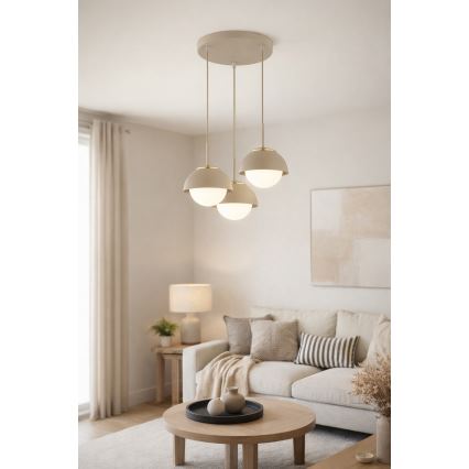 Brilagi - Lampadario su cavo 3xE27/60W/230V beige/oro
