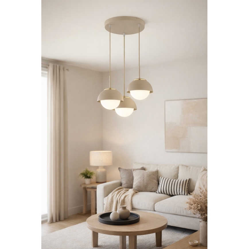 Brilagi - Lampadario su cavo 3xE27/60W/230V beige/oro