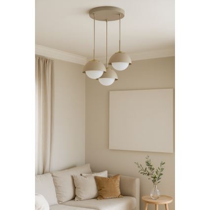 Brilagi - Lampadario su cavo 3xE27/60W/230V beige/oro