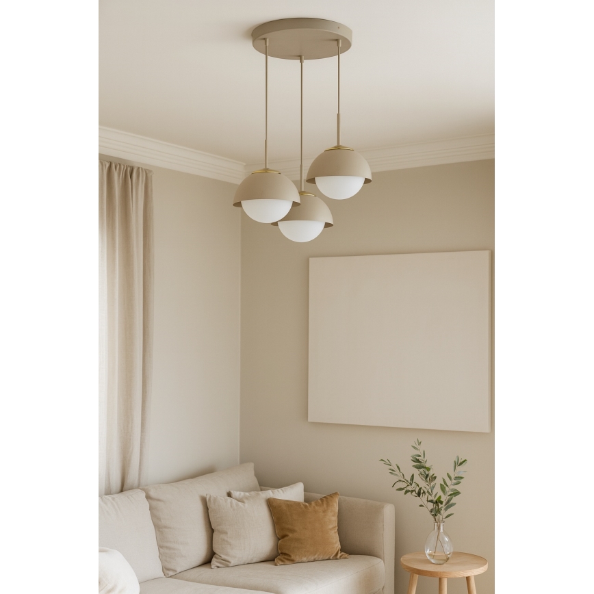 Brilagi - Lampadario su cavo 3xE27/60W/230V beige/oro