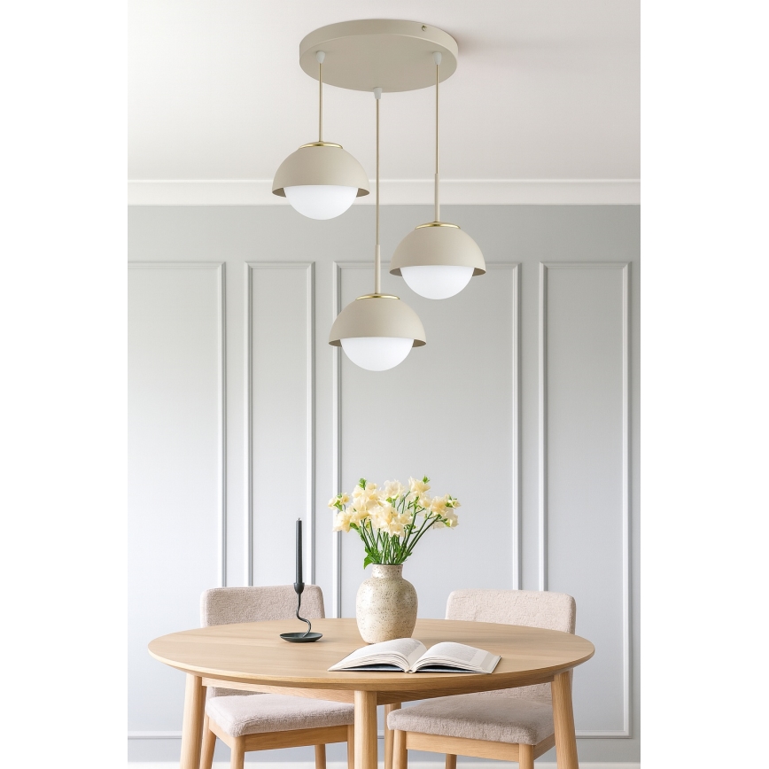Brilagi - Lampadario su cavo 3xE27/60W/230V beige/oro