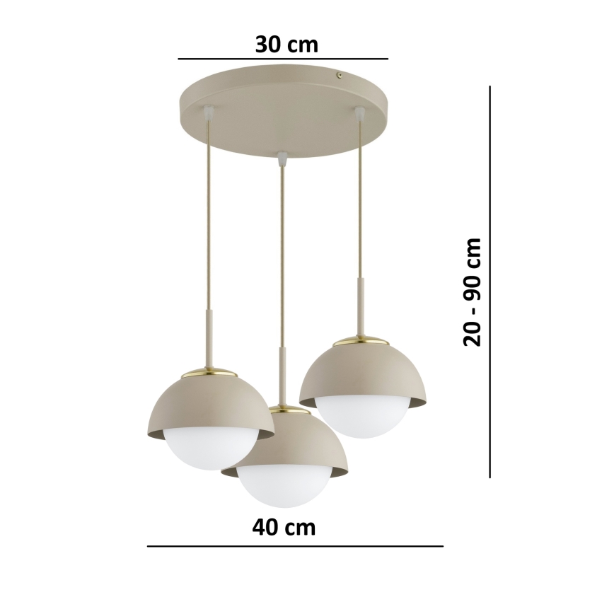 Brilagi - Lampadario su cavo 3xE27/60W/230V beige/oro