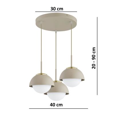 Brilagi - Lampadario su cavo COSMO 3xE27/60W/230V beige/oro