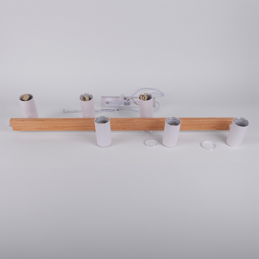 Brilagi - Lampadario su cavo SELE 6xGU10/30W/230V bianco/decor rovere